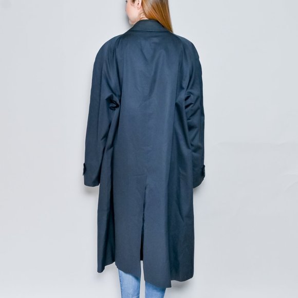 117. BURBERRY London VINTAGE Heritage Trench Men's Blue Collared Car Coat 44 R - Picture 3 of 10